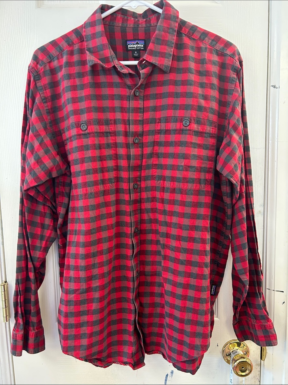 Patagonia Red and Black Buffalo Check Button-Down Shirt